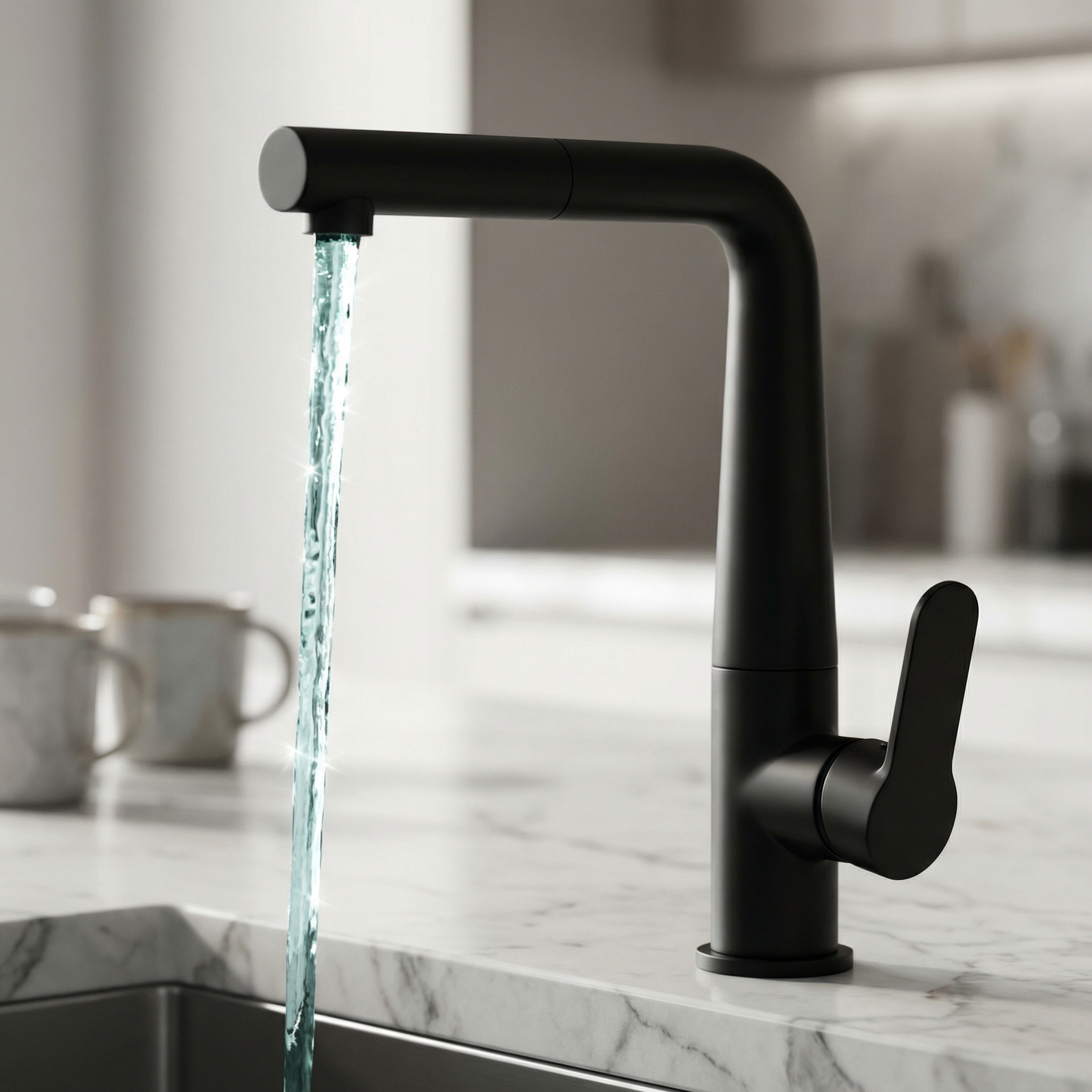 AquaShield premium chrome drinking water tap flowing crystal-clear purified water on a modern counter