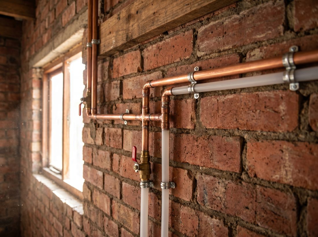 Andy Plumbers re-piping a long supply run in copper and PEX in a large character home in Victory Park, replacing old galvanised steel pipe